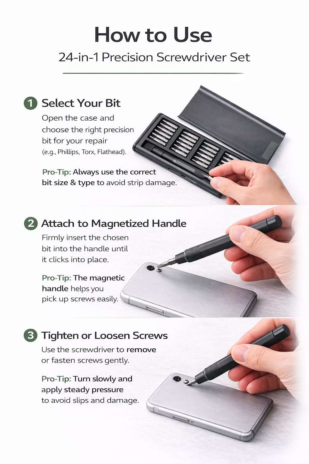 Screwdriver Set, 24 in 1 Mini Screwdriver Set, 24 Screwdriver Bit Sets Precision Screwdriver Set (Pack of 24)