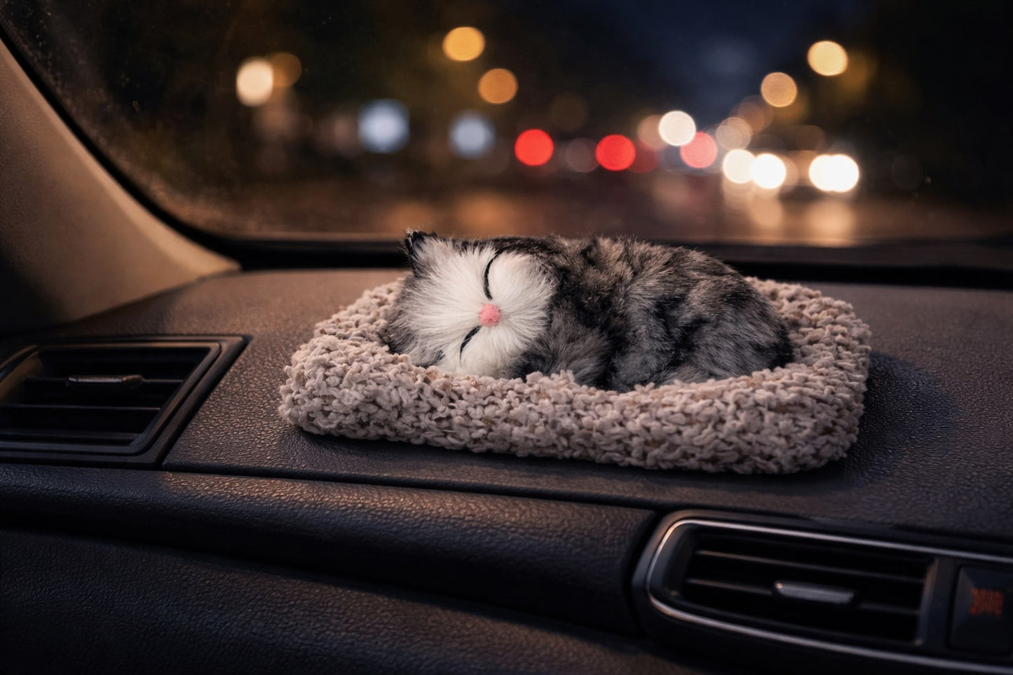 Sleeping Cat Plush Decor – Soft Cute Cat Showpiece for Home, Office & Car Dashboard
