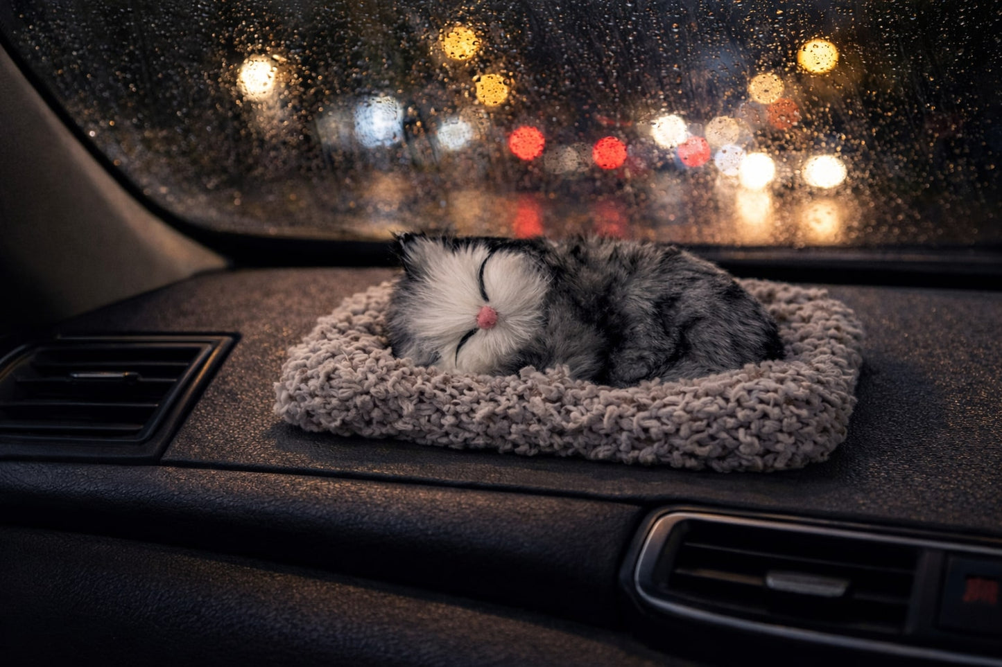 Sleeping Cat Plush Decor – Soft Cute Cat Showpiece for Home, Office & Car Dashboard