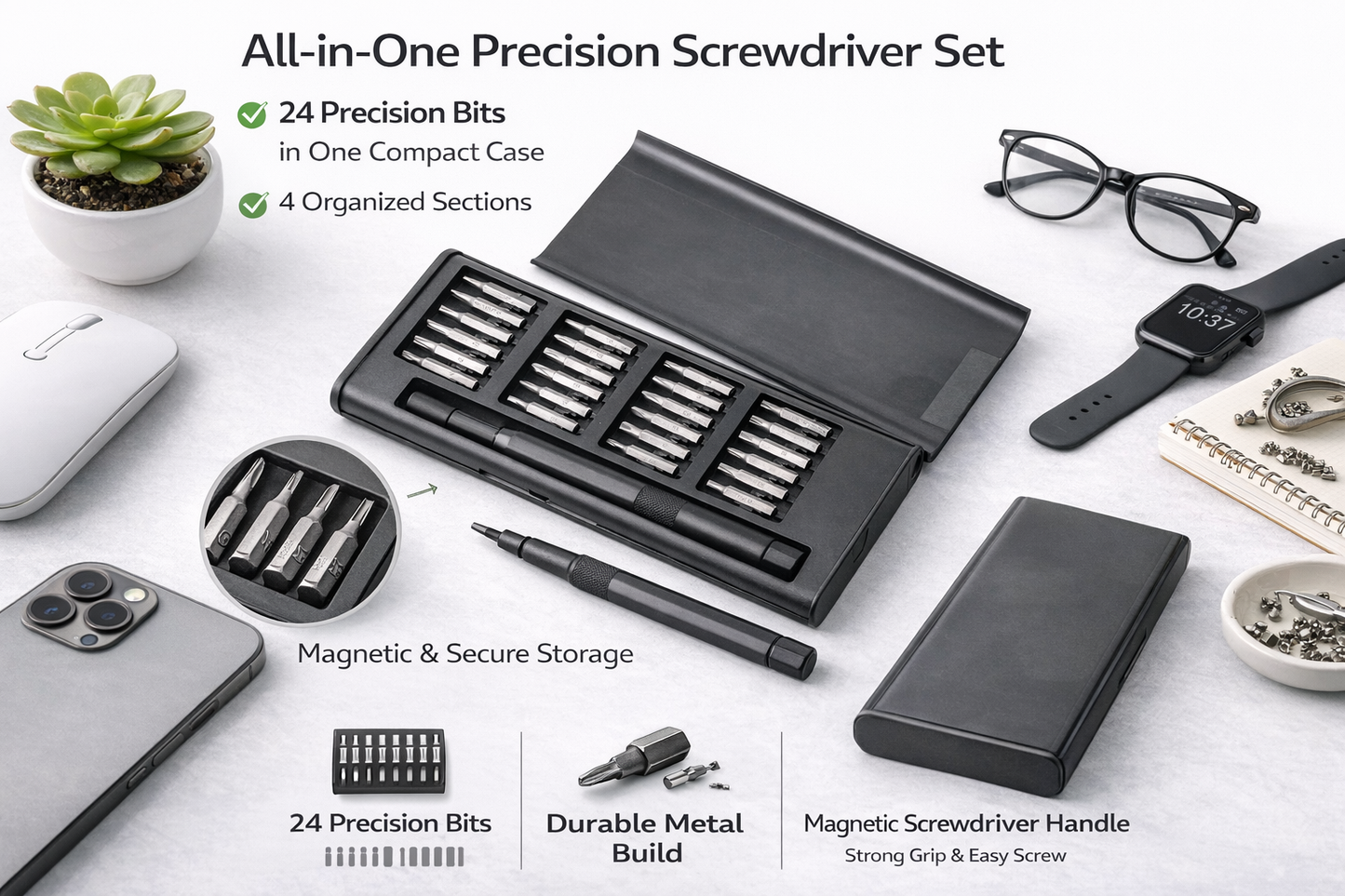 Screwdriver Set, 24 in 1 Mini Screwdriver Set, 24 Screwdriver Bit Sets Precision Screwdriver Set  (Pack of 24)